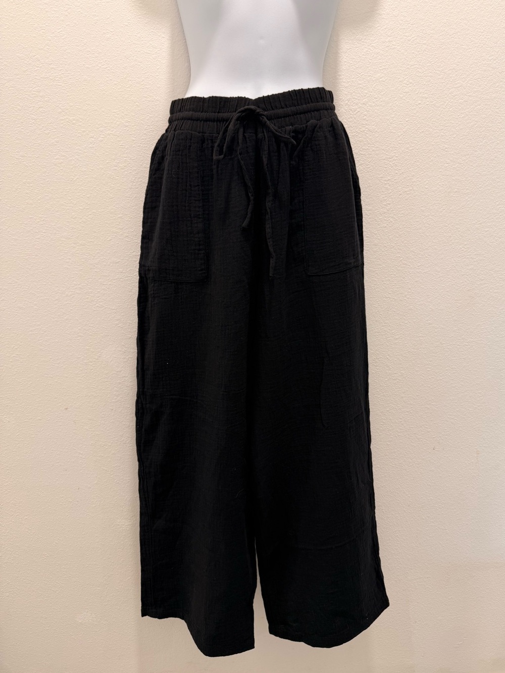 Style & Co 100% Cotton Gauze Black Wide-Leg Pants Size Small NWT